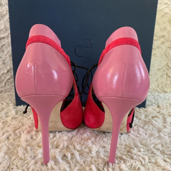 Malone Souliers MONTANA Lace-Up pink suede pumps - Picture 4 of 6